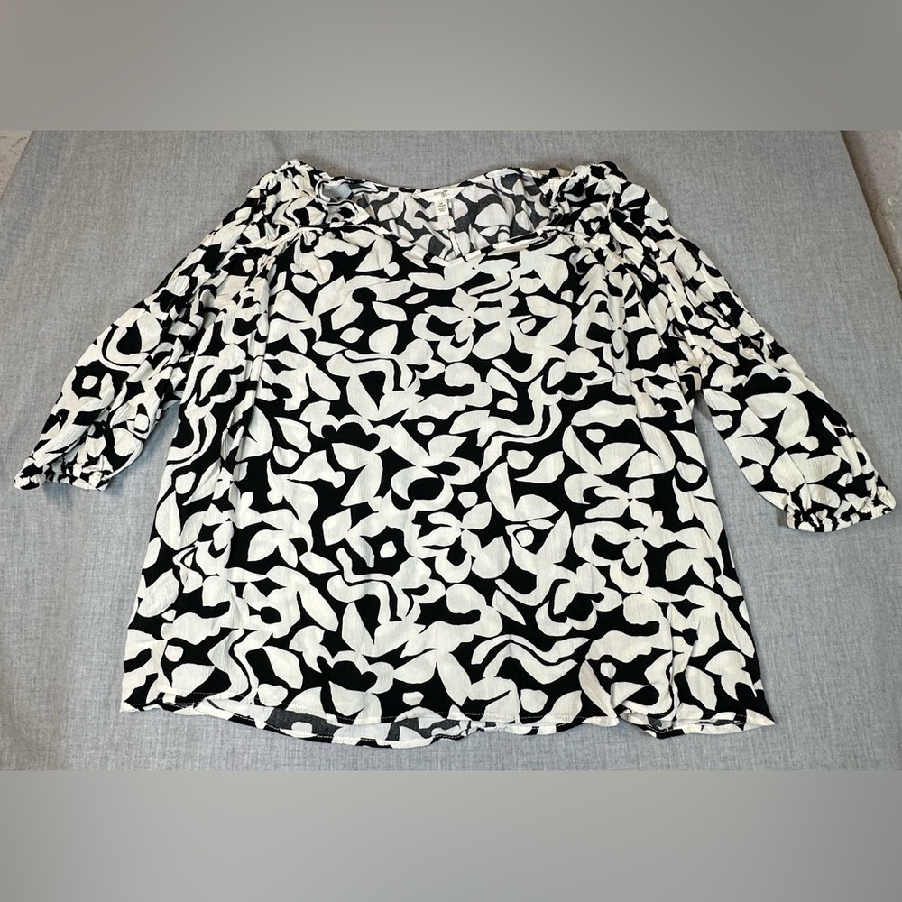 Terra & Sky Black and White Abstract Blouse